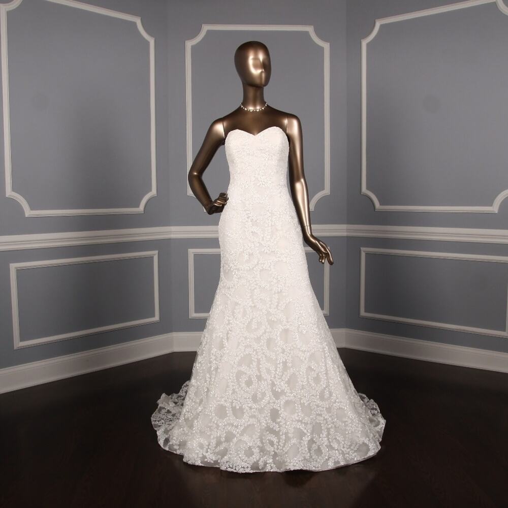 SAREH NOURI Zarin Light Ivory Beaded Strapless Wedding Dress Bridal Gown 10